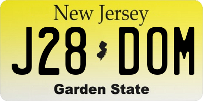 NJ license plate J28DOM