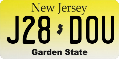 NJ license plate J28DOU