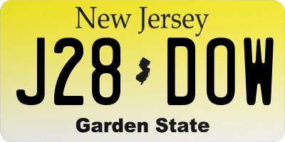NJ license plate J28DOW