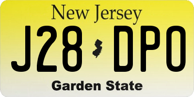 NJ license plate J28DPO