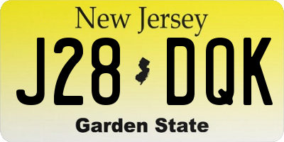 NJ license plate J28DQK