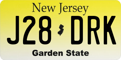 NJ license plate J28DRK