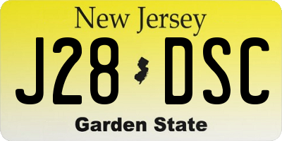 NJ license plate J28DSC