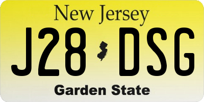 NJ license plate J28DSG