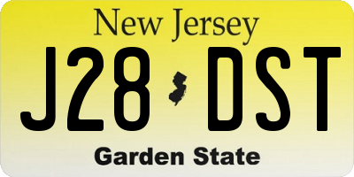 NJ license plate J28DST