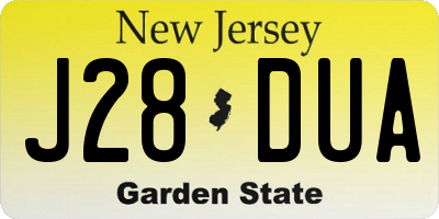 NJ license plate J28DUA