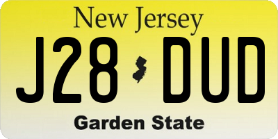 NJ license plate J28DUD