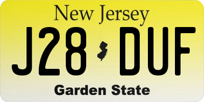 NJ license plate J28DUF