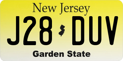 NJ license plate J28DUV