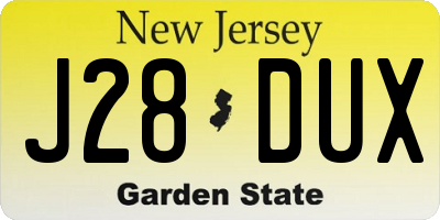 NJ license plate J28DUX