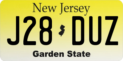 NJ license plate J28DUZ