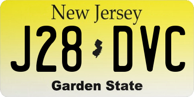 NJ license plate J28DVC