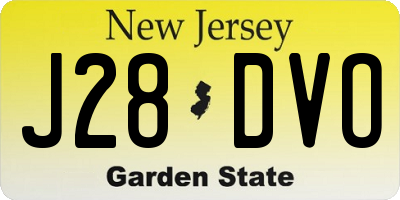 NJ license plate J28DVO