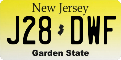 NJ license plate J28DWF