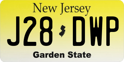 NJ license plate J28DWP
