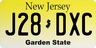 NJ license plate J28DXC