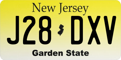 NJ license plate J28DXV