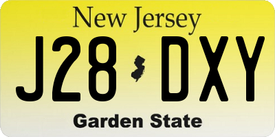 NJ license plate J28DXY