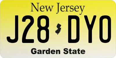 NJ license plate J28DYO