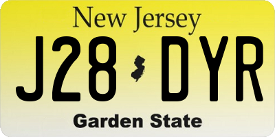 NJ license plate J28DYR
