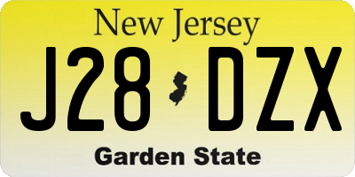 NJ license plate J28DZX