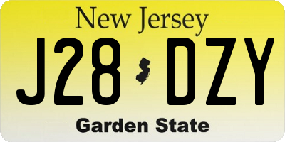 NJ license plate J28DZY