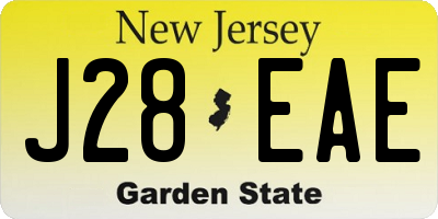 NJ license plate J28EAE