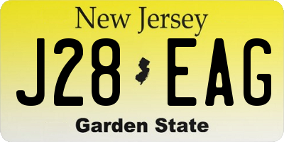 NJ license plate J28EAG