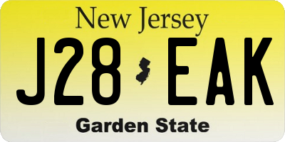 NJ license plate J28EAK