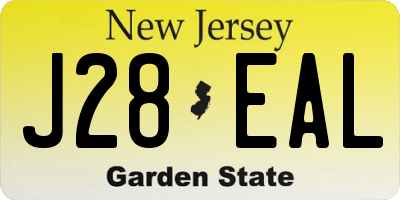 NJ license plate J28EAL