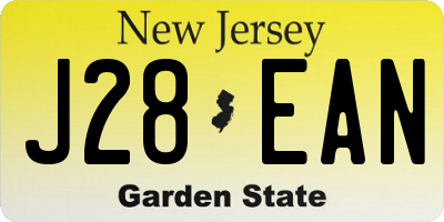 NJ license plate J28EAN