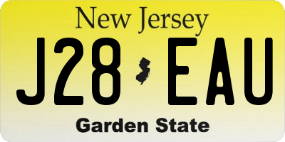 NJ license plate J28EAU