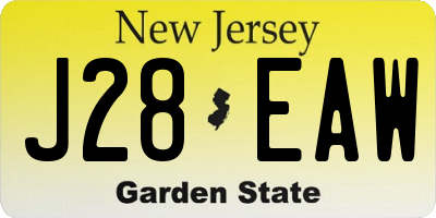 NJ license plate J28EAW