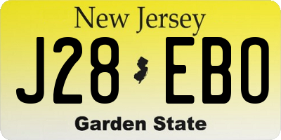 NJ license plate J28EBO