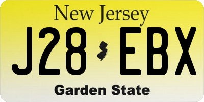 NJ license plate J28EBX