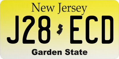 NJ license plate J28ECD
