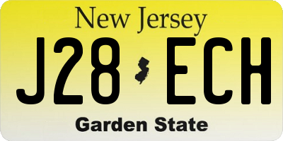 NJ license plate J28ECH