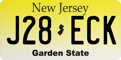 NJ license plate J28ECK