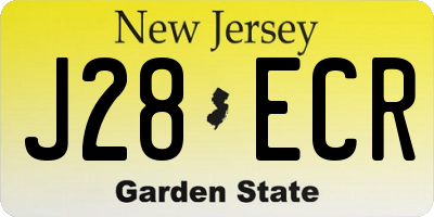 NJ license plate J28ECR