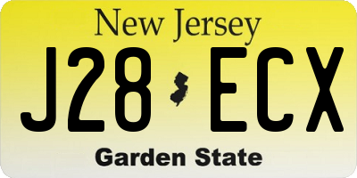 NJ license plate J28ECX