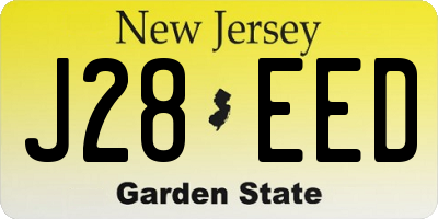 NJ license plate J28EED