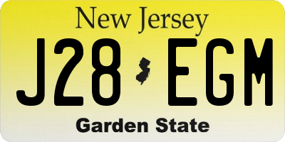 NJ license plate J28EGM