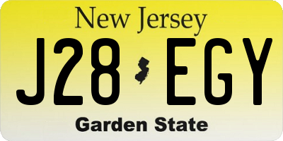 NJ license plate J28EGY