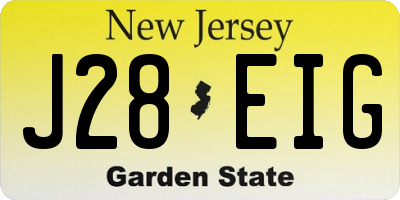 NJ license plate J28EIG