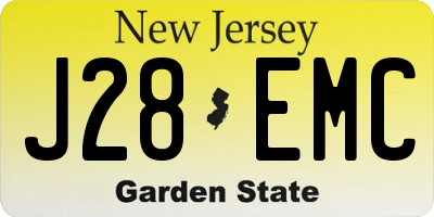 NJ license plate J28EMC