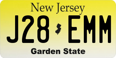 NJ license plate J28EMM