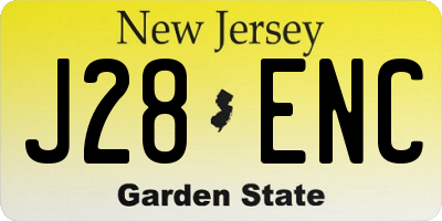 NJ license plate J28ENC