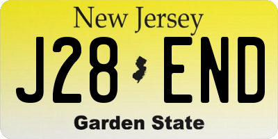 NJ license plate J28END