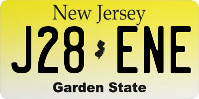 NJ license plate J28ENE