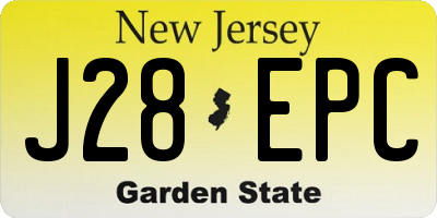 NJ license plate J28EPC